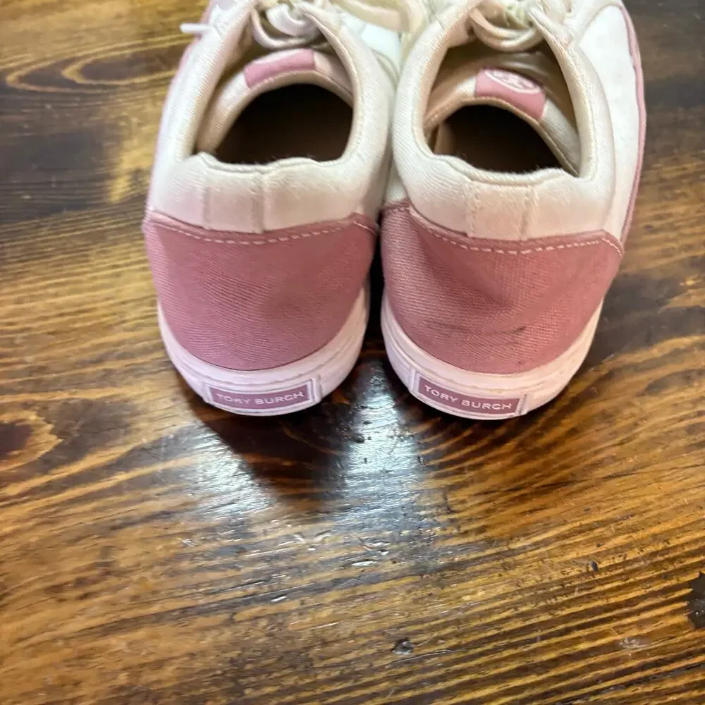 Tory Burch Cream And‎ Pink Sneakers Size 9.5